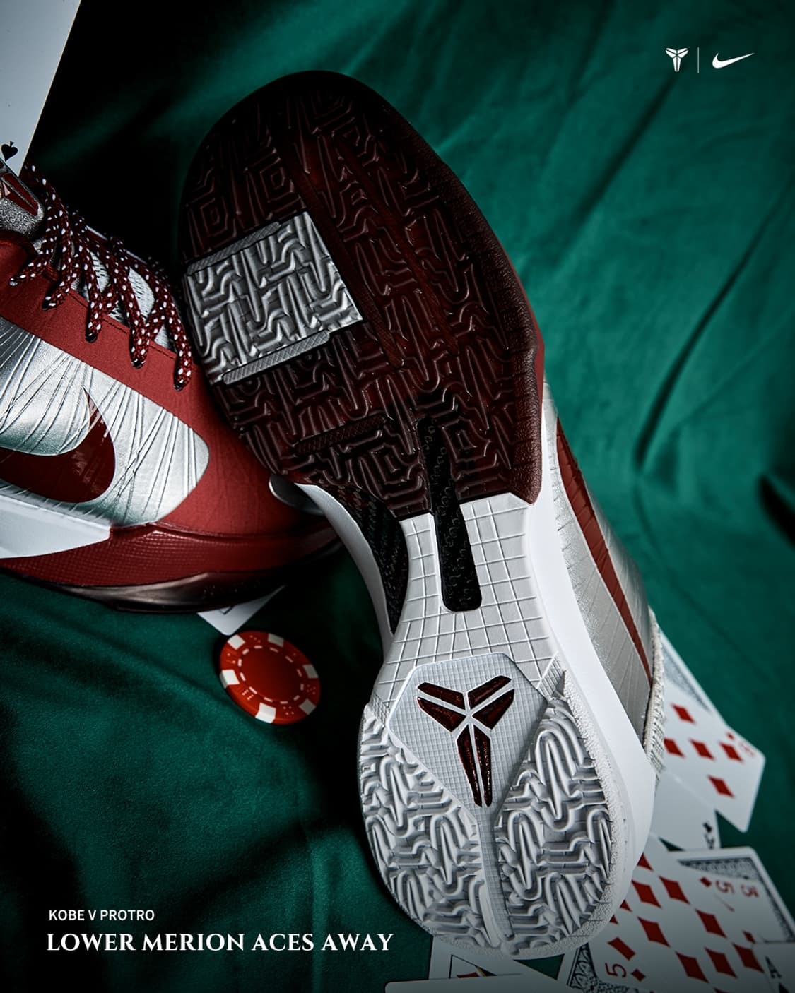 [320]나이키 코비5 로우어 메리온 에이스 어웨이 메탈릭 실버 팀 레드 상품이미지7