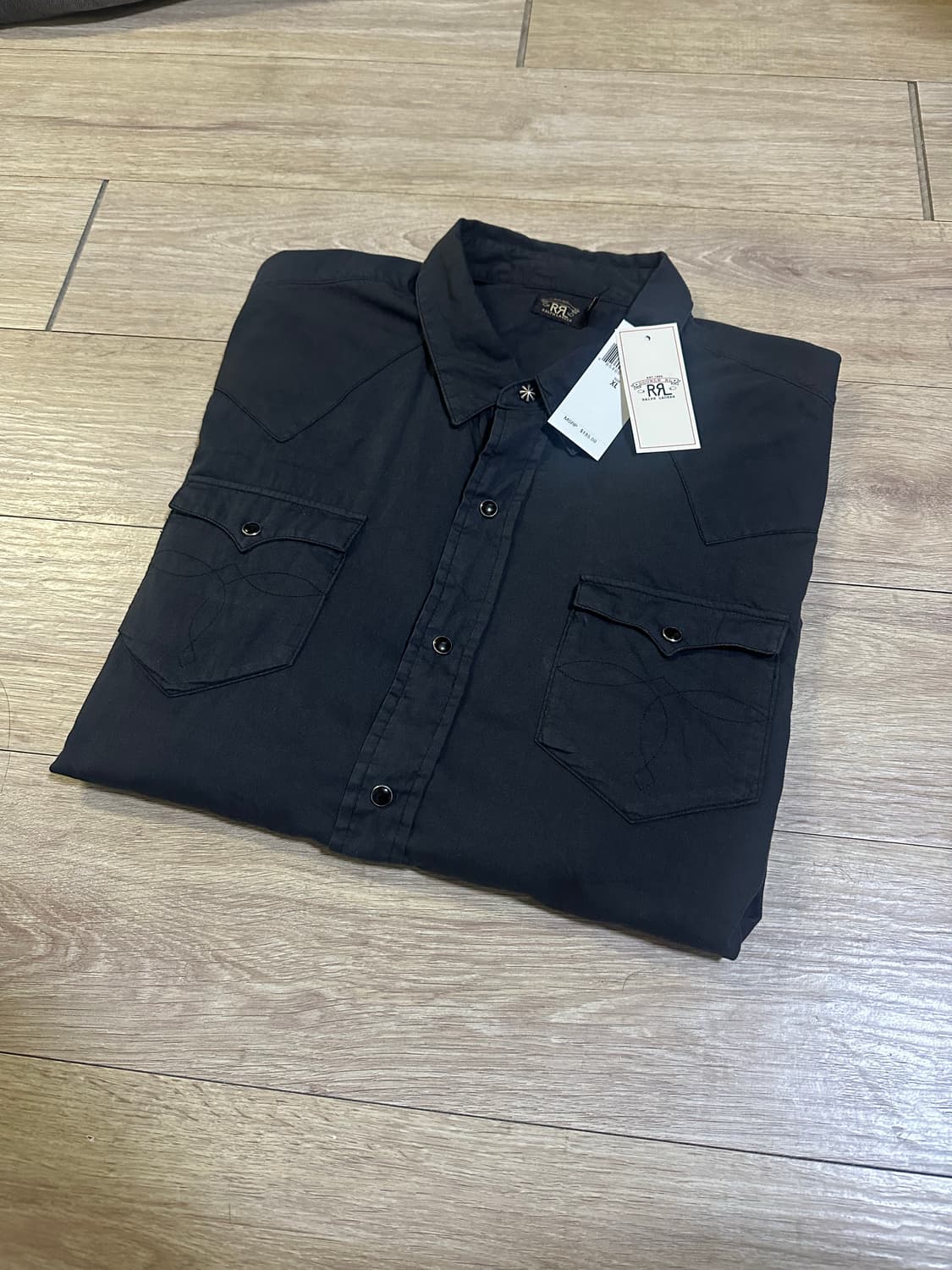 더블알엘 트윌 슬림핏 웨스턴 셔츠 블랙 XL 상품이미지1