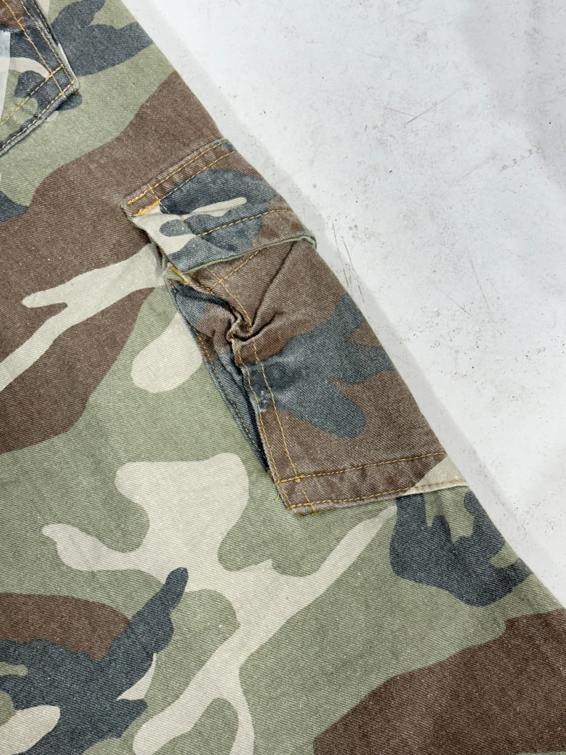 일본 빈티지 카키 미드라이즈 와이드 밀리터리 카모 카고 팬츠 부츠컷 바지 상품이미지6