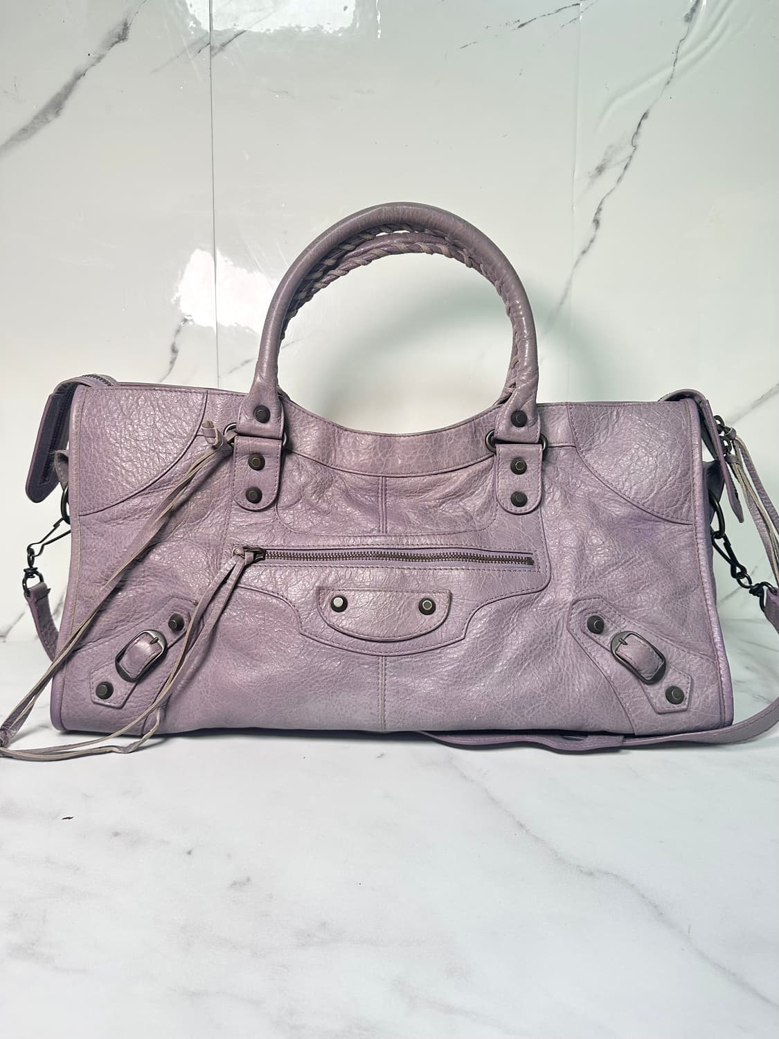 [A 정품] 발렌시아가 시티 모터백 파트타임 연보라 상품이미지6