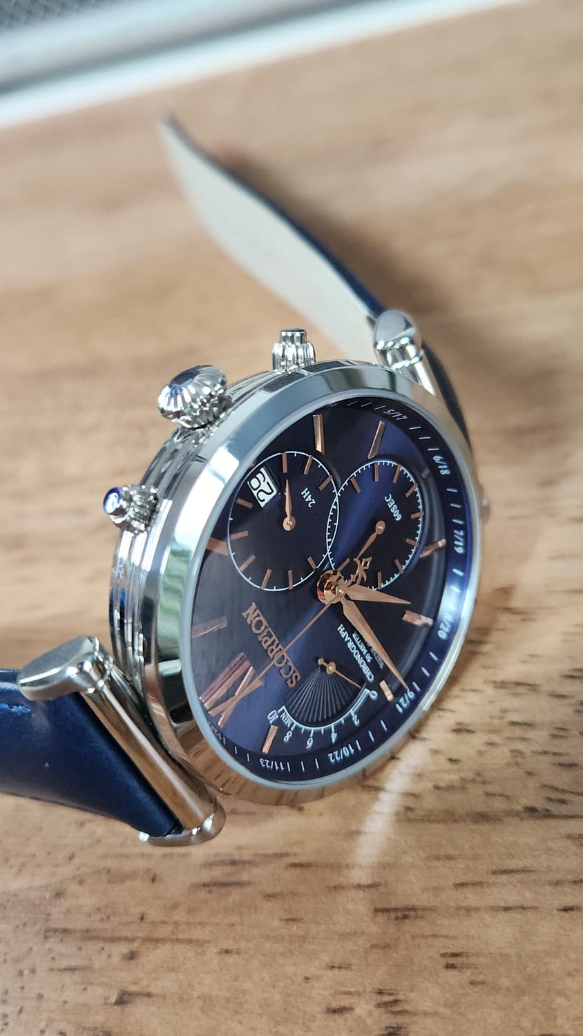 # 스콜피온 크로노그래프 남성명품시계 D버클 가죽시계 급처 상품이미지9