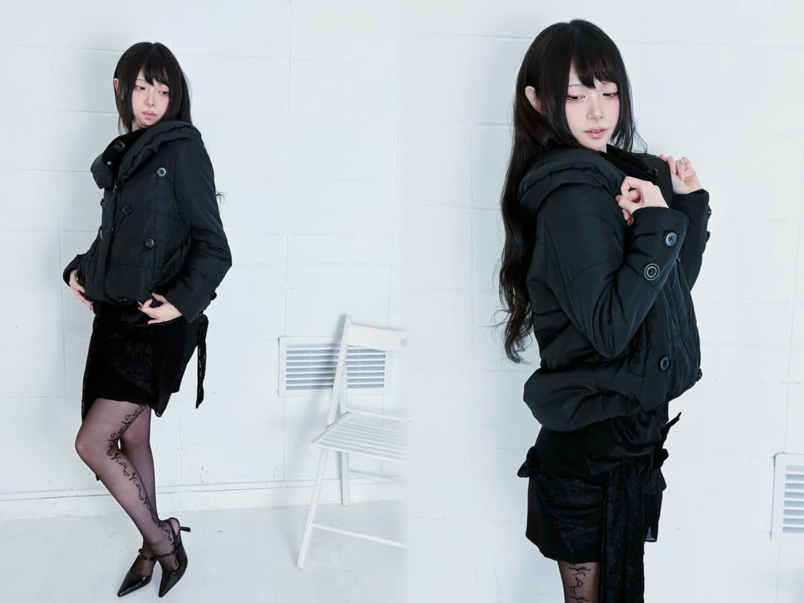 Custom🐾)Big Buttons frill padded jumper 상품이미지5