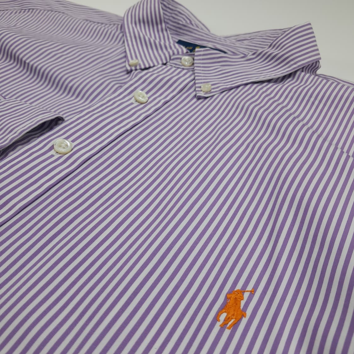 CN823 3XLT 폴로 랄프로렌 퍼플 스트라이프 긴팔 셔츠 남방 상품이미지5