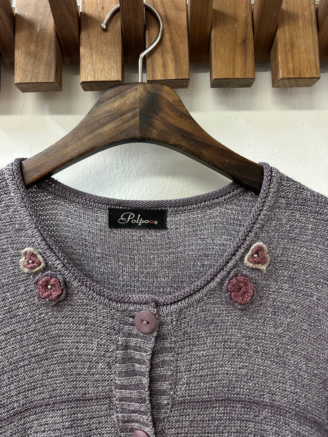 일본빈티지 플라워 자수 반팔 니트 가디건 상품이미지2