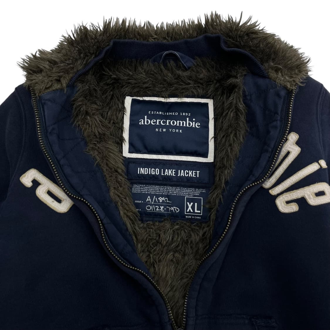 아베크롬비 센터로고 네이비 울프죠 집업 XL 상품이미지6