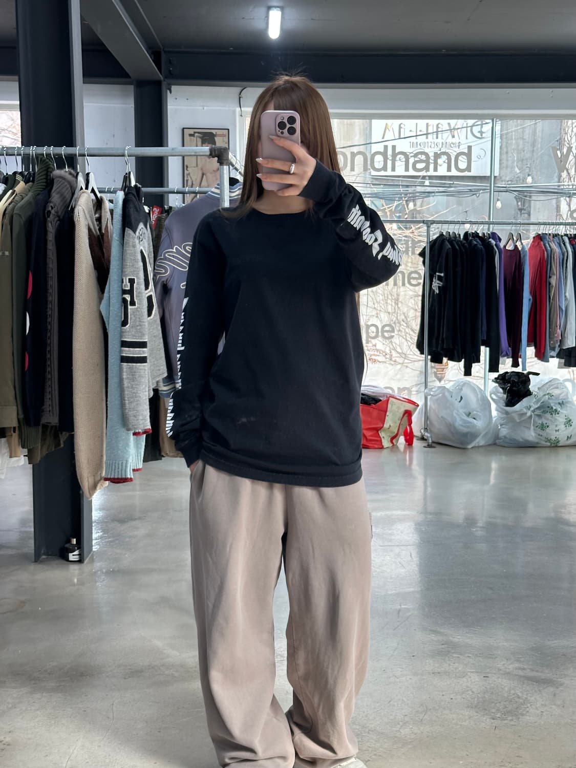 슈프림x블랙사바스 16 S/S 레터링 롱슬리브 긴팔티 블랙 상품이미지4