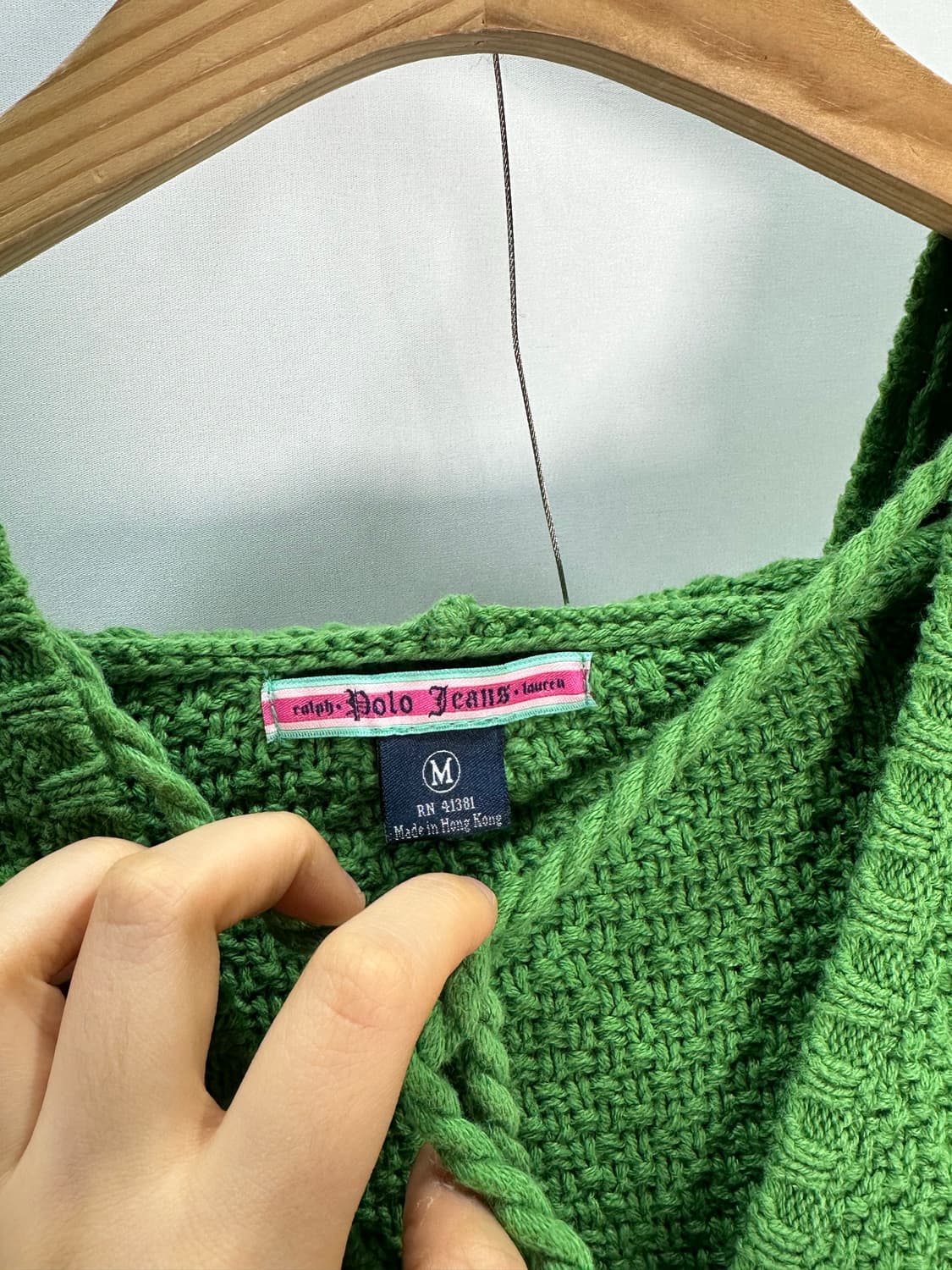 폴로 그린 후드 니트 상품이미지3