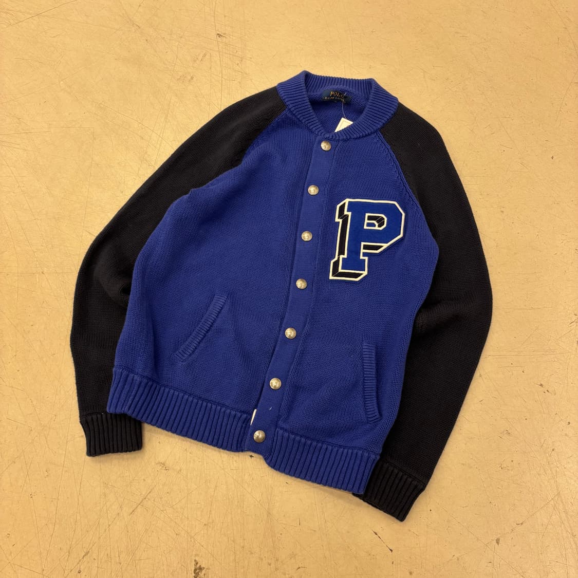 폴로 랄프로렌 P로고 투톤 니트 자켓 상품이미지1