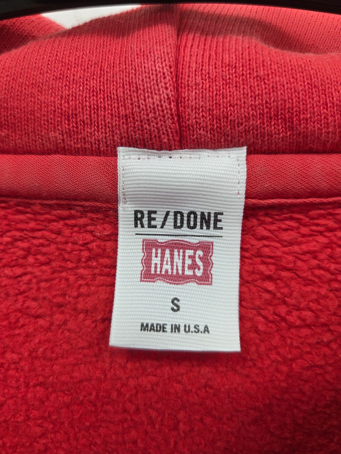 S RE/DONE HANES 리던 헤인즈 레드 후드 여성후드 상품이미지2