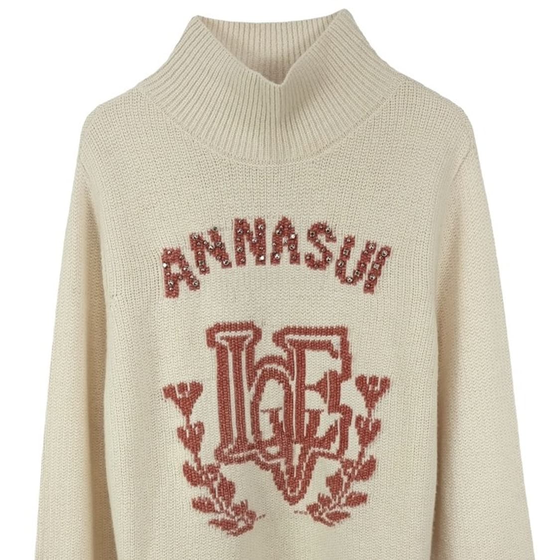 [안나수이] 그래픽 쟈카드 터틀넥 니트 아이보리 M18673 상품이미지4