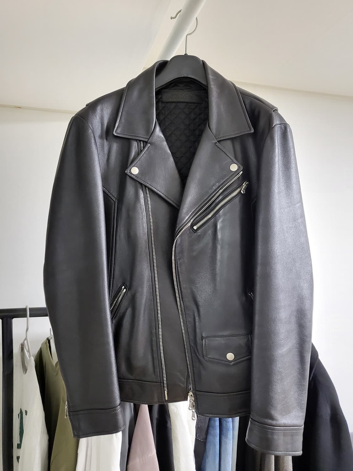 느와르라르메스 레더 라이더자켓 블랙48 상품이미지1