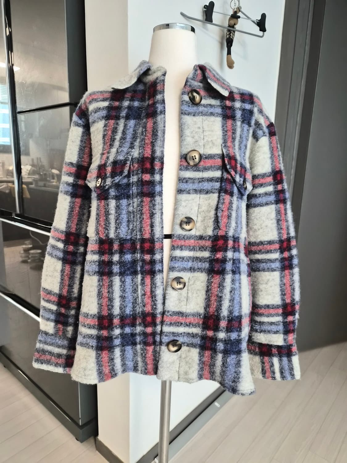 [WEGO] 위고 체크 울 스타일 포근한 셔츠 자켓 (셔켓) 상품이미지2