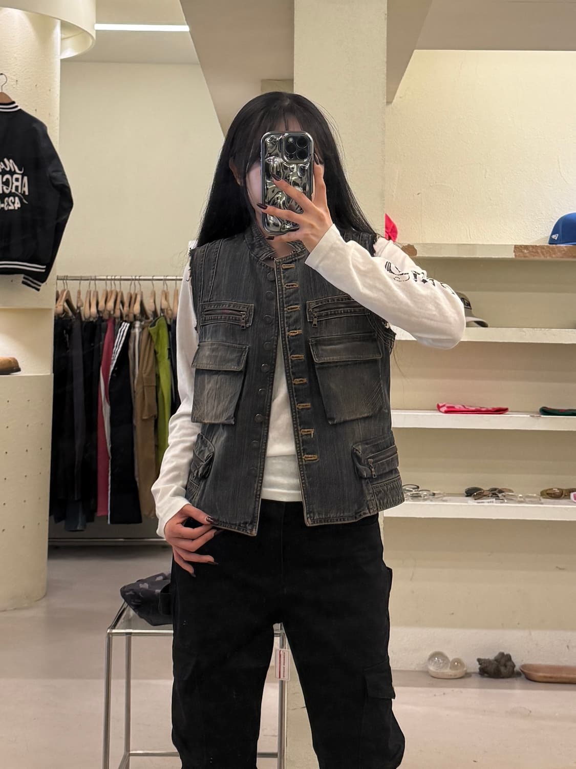 빈티지 포켓 워싱 데님 베스트 U1403 상품이미지1