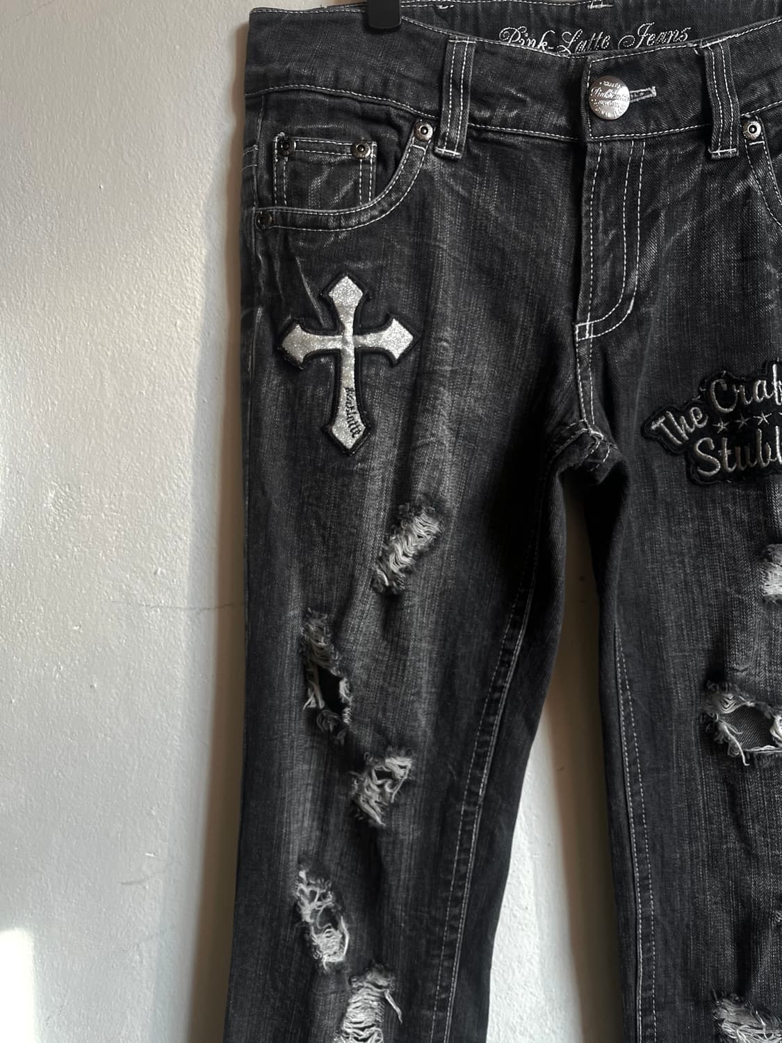 90-00s Pink Latte Jeans Destroyed Denim 상품이미지4