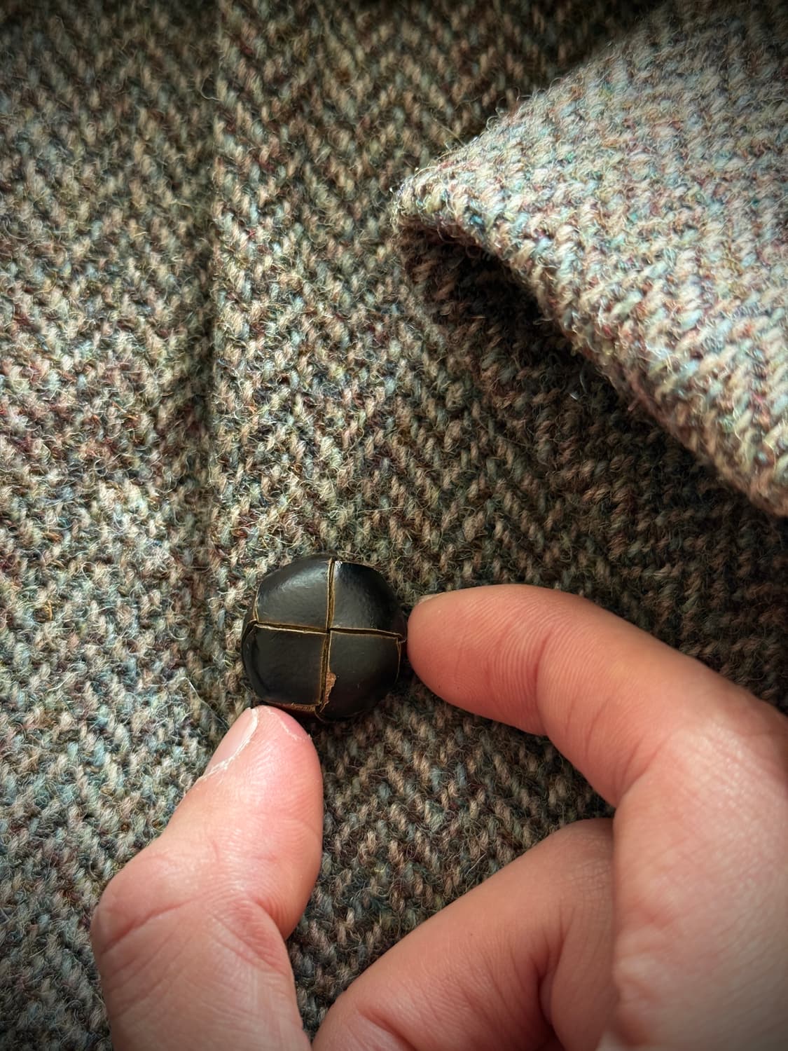 90s 헤리스트위드 그린우즈 헤링본 울 블레이저 상품이미지7