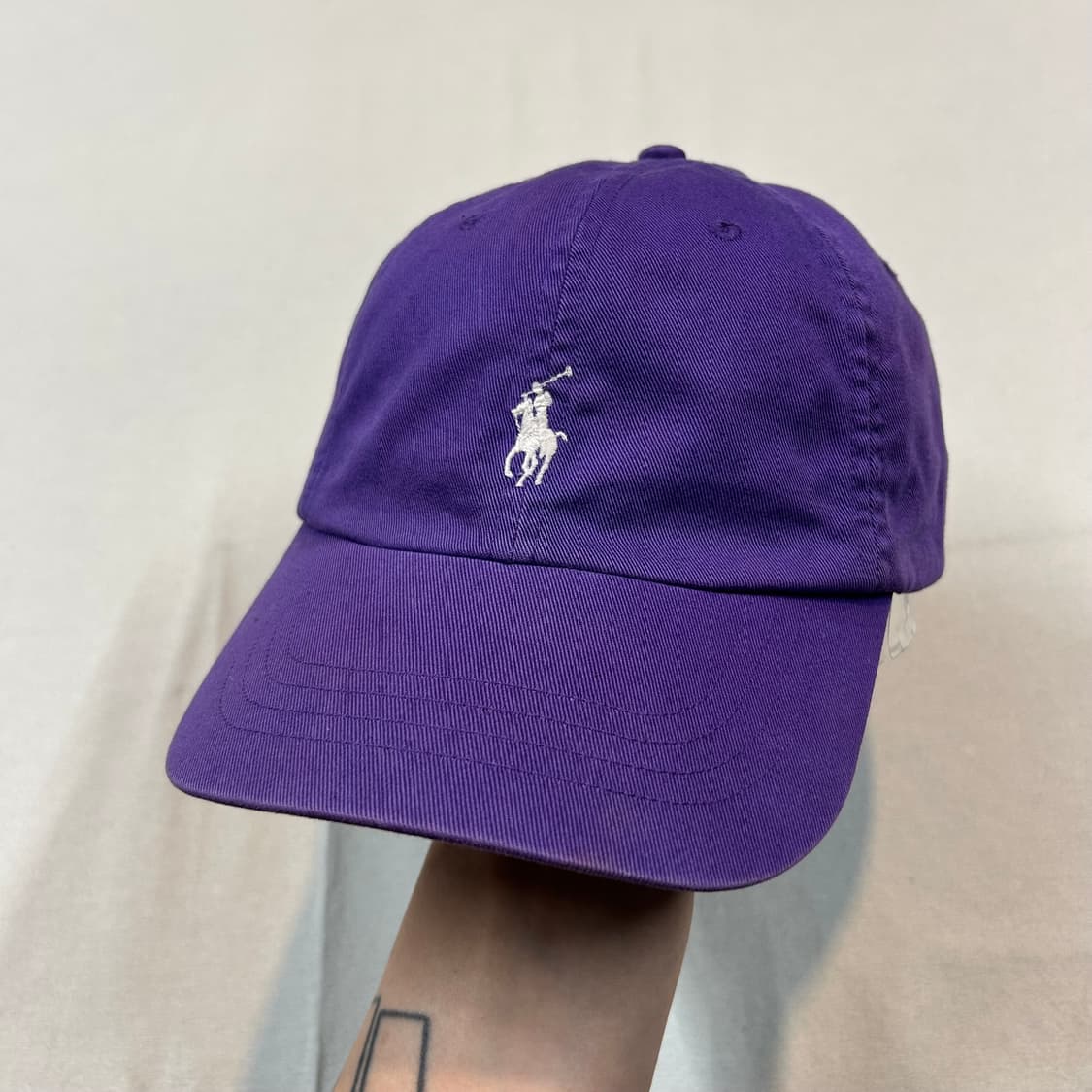 폴로 랄프로렌 보라색 퍼플 볼캡 모자 가죽스트랩 정품 상품이미지1