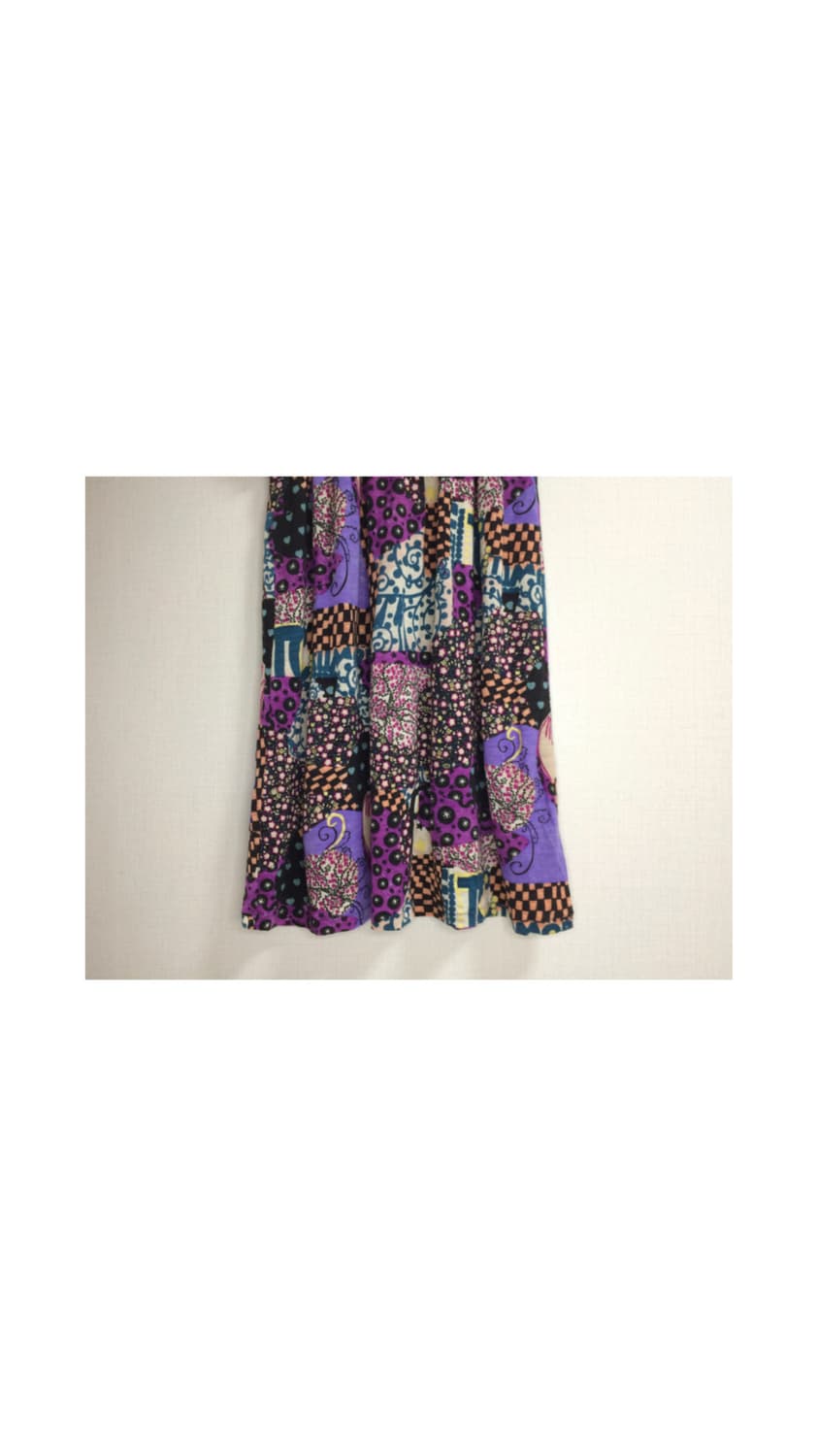 츠모리치사토 퍼플 에스닉 패치 반팔 원피스 상품이미지3