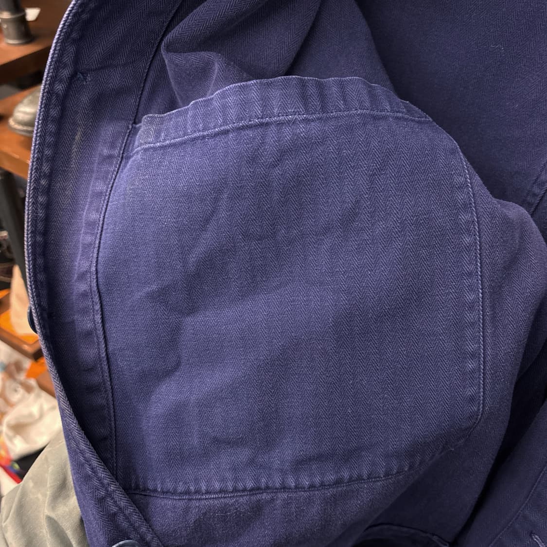 70~80s 오리지널 프렌치 워크 자켓 와이드 헤링본 트윌 N801 상품이미지7