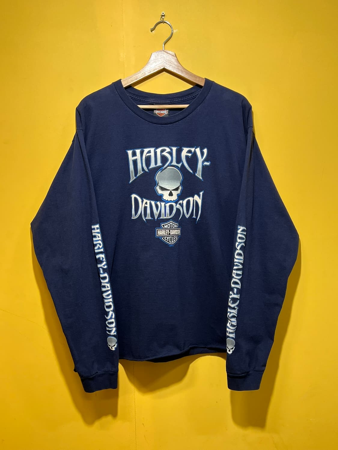 00's [XL] 할리데이비슨 스컬 그래픽 빈티지 크롭 롱슬리브 상품이미지1