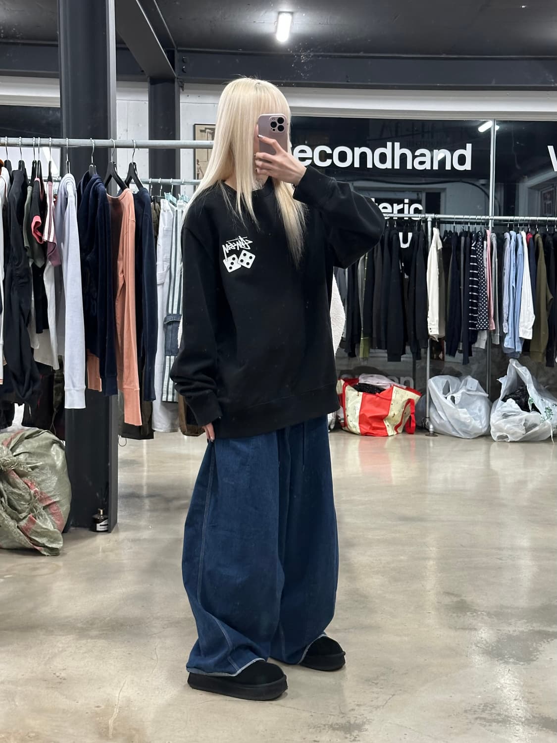  스투시 다이스 피그먼트 다이드 크루넥 맨투맨 상품이미지3