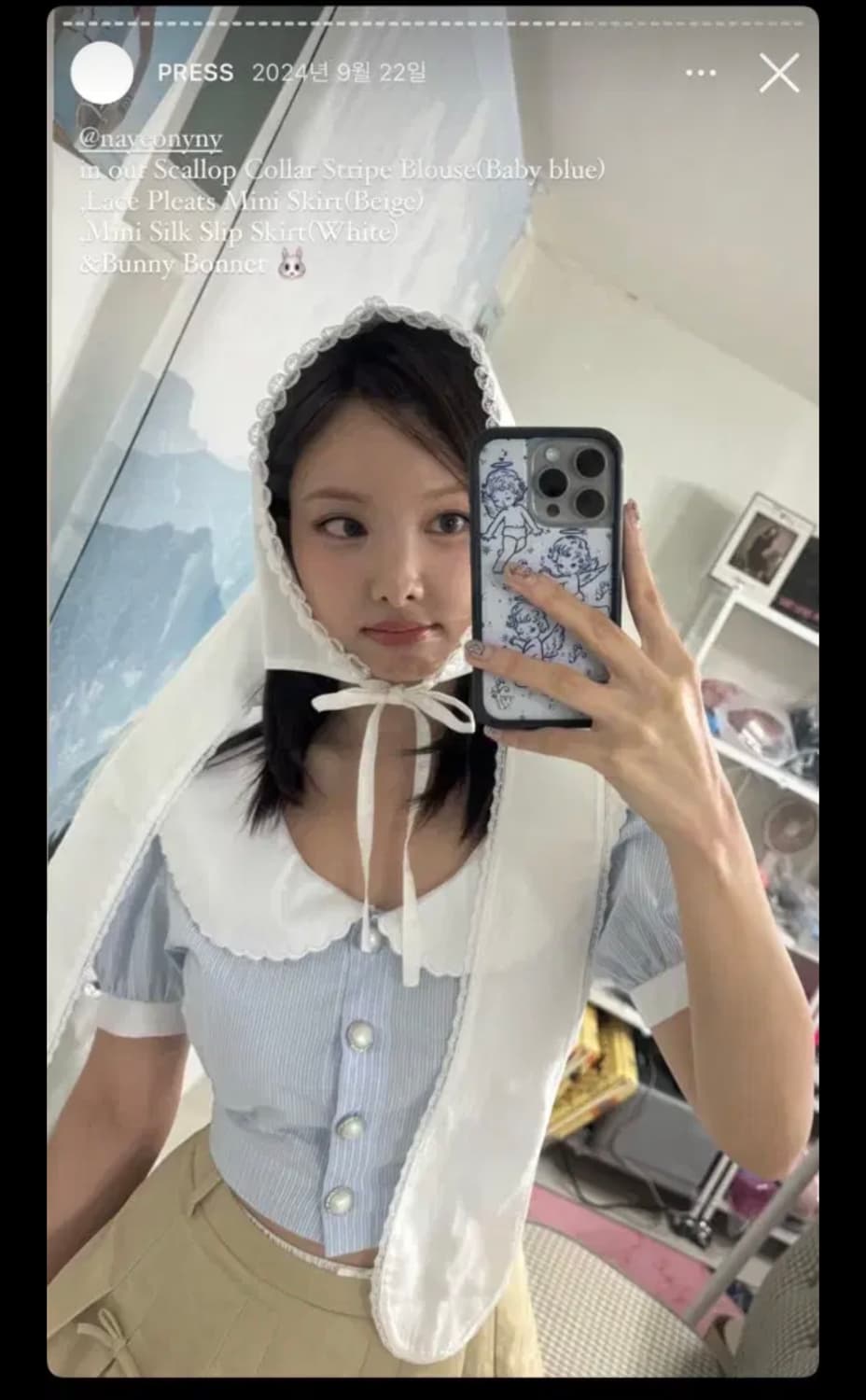 나연착용) 페르트pehrt 레이스플리츠미니스커트 클리시어낫유어드라이로즈 상품이미지4