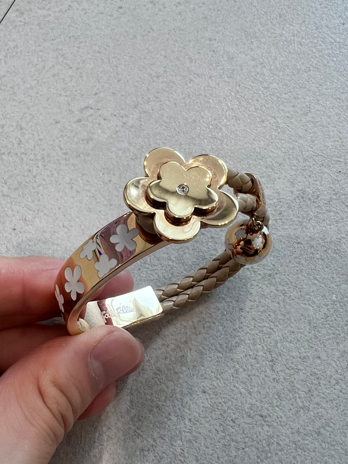 폴리폴리 Folli Follie 로즈 골드 플라워 커프 팔찌 상품이미지1