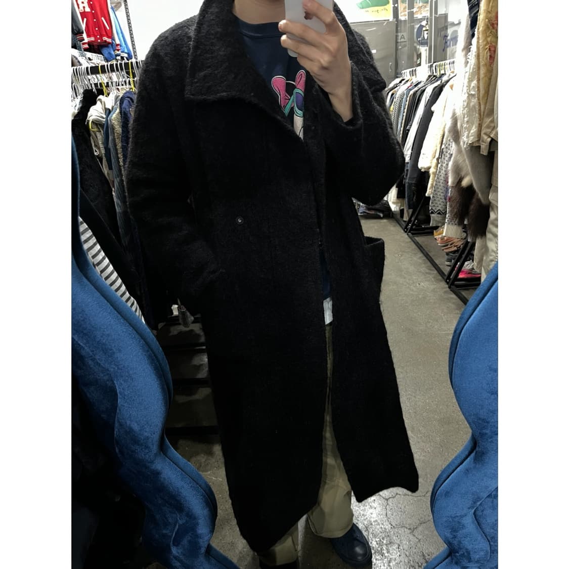 GIVENCHY 지방시 모헤어 맥시 코트 블랙 상품이미지3