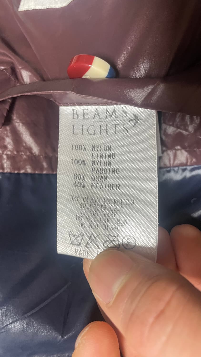 JPN 일본 빈티지 빔즈 라이트 BEAMSLIGHTS 버건디 경량패딩 L 상품이미지7