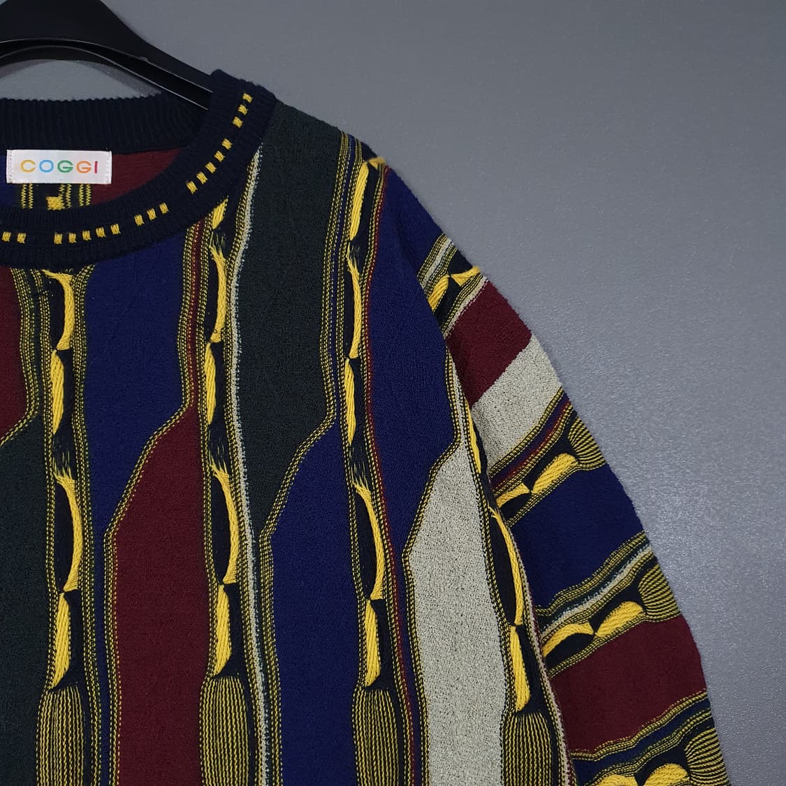 실측 XL) COGGI 코지 쿠지 테리 소재 케이블 3D 니트 스웨터 상품이미지2