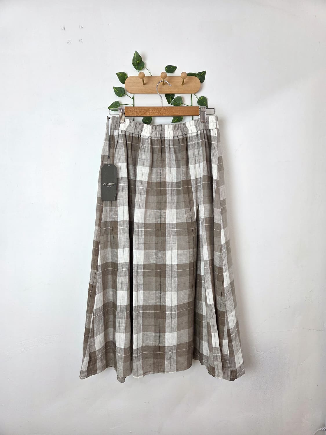 린넨 체크 롱스커트 상품이미지4