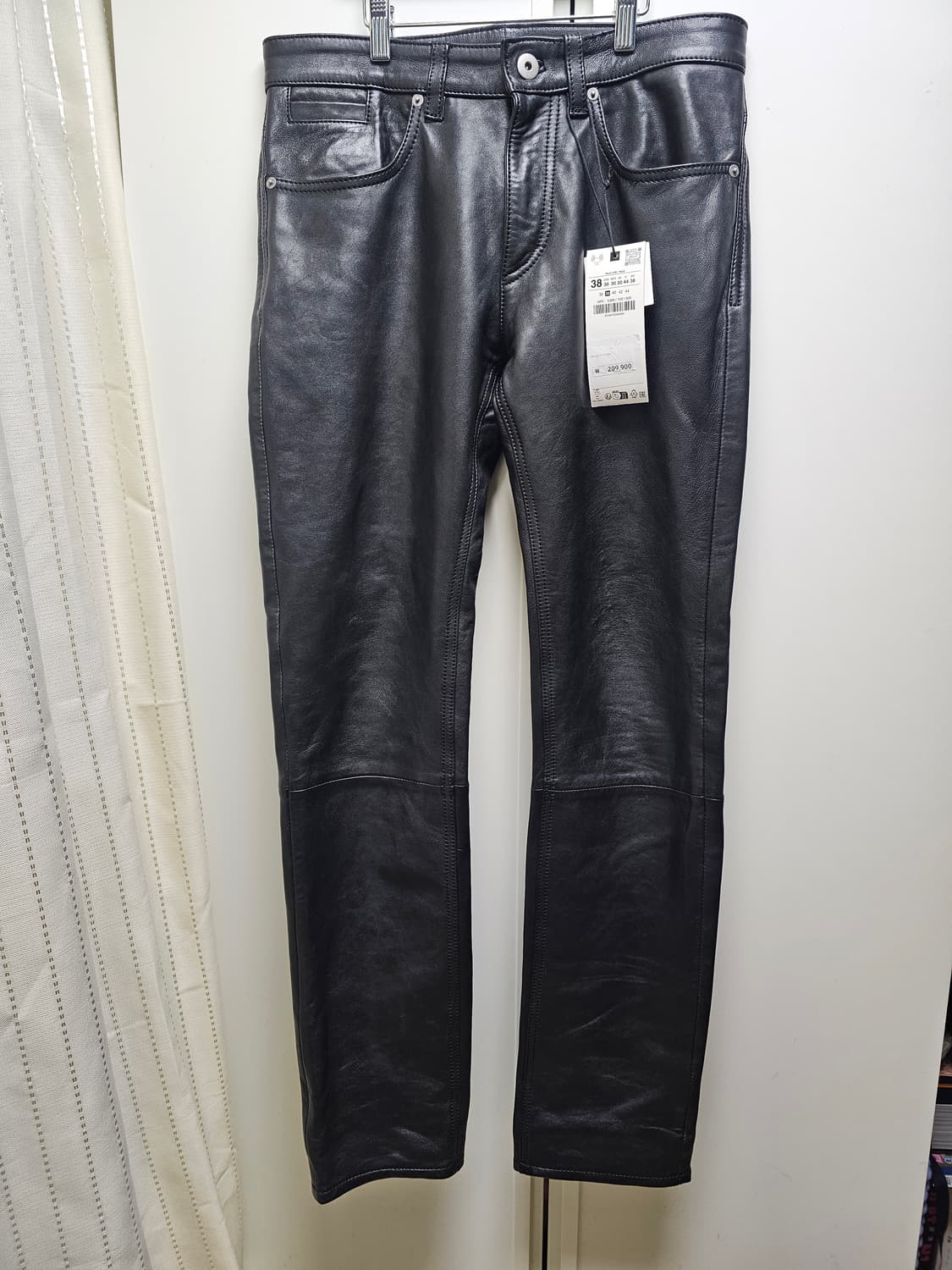 새상품 자라 남성 양가죽 블랙 바지 상품이미지1
