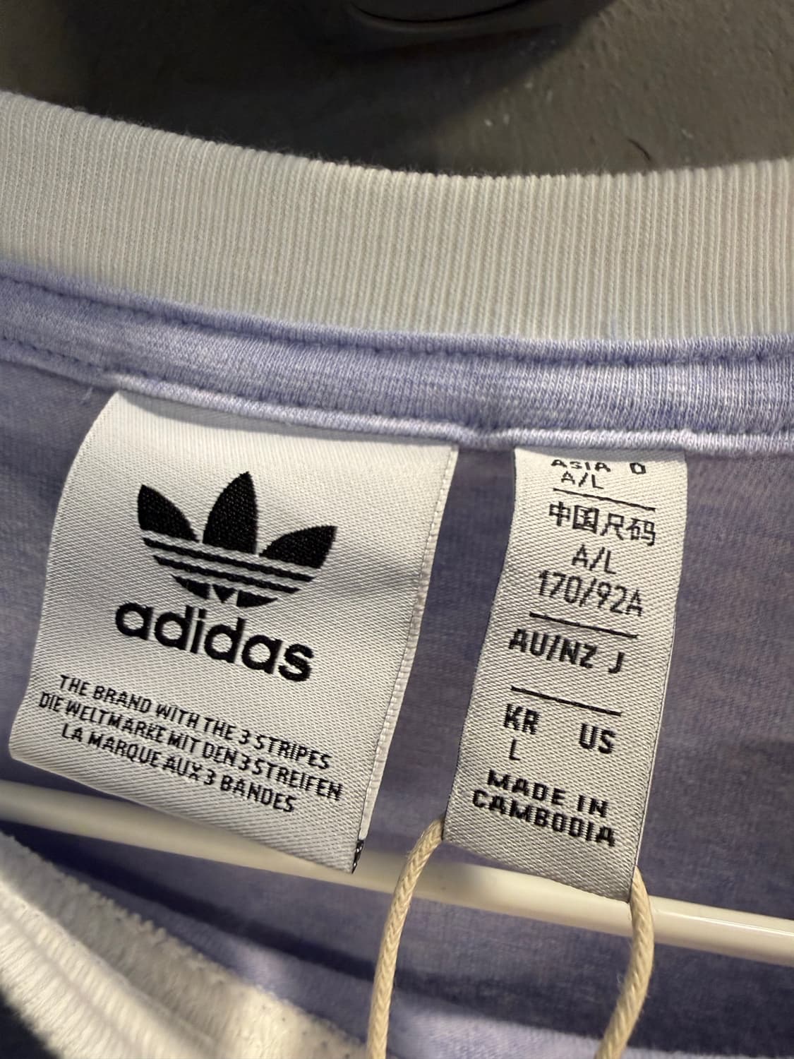 L 아디다스 adidas 오리지널스 트레포일 3선 반팔 티셔츠 라벤더 상품이미지5