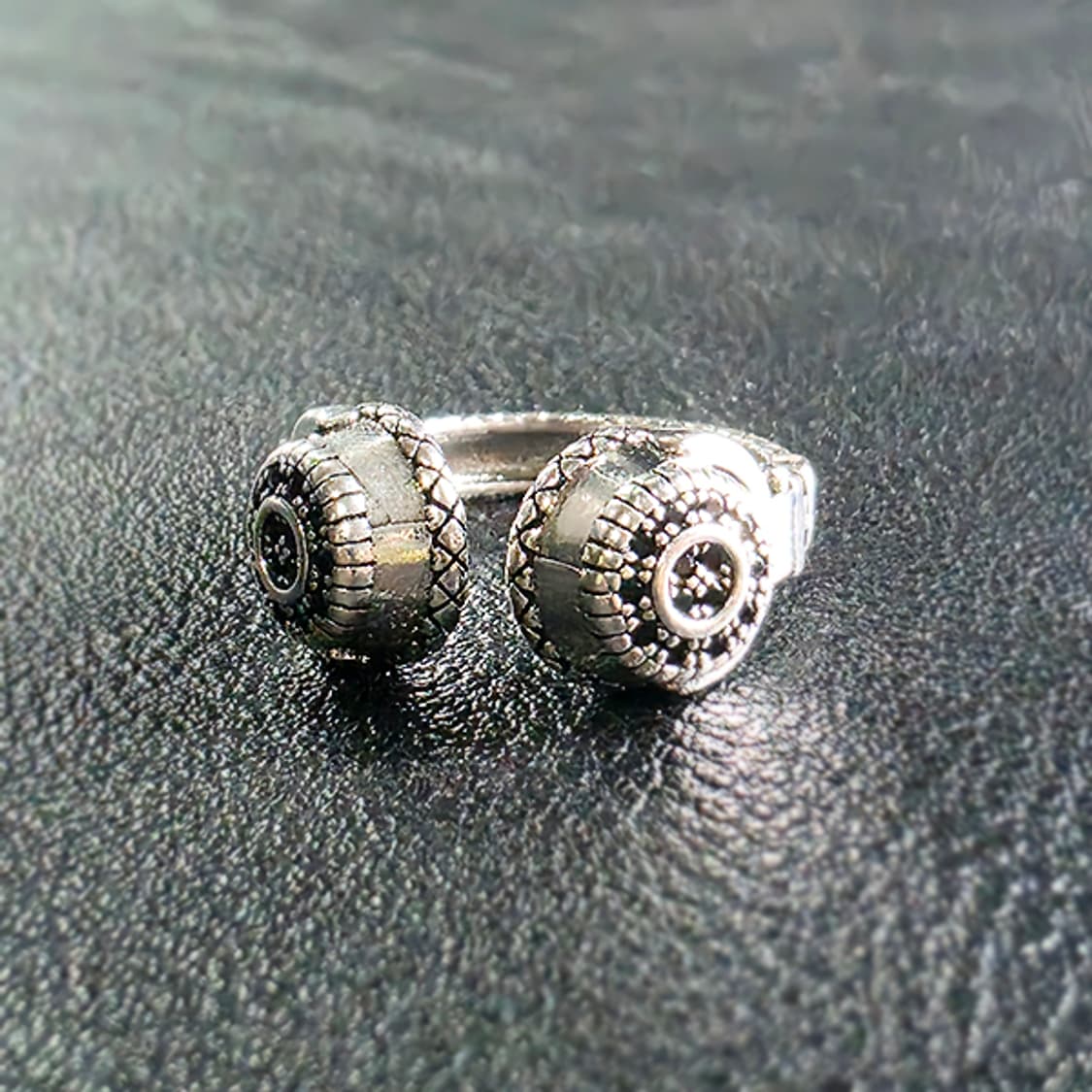 Cymatic 실버 남자 엔틱 빈티지 명품 사이버펑크 헤드셋 반지 상품이미지1