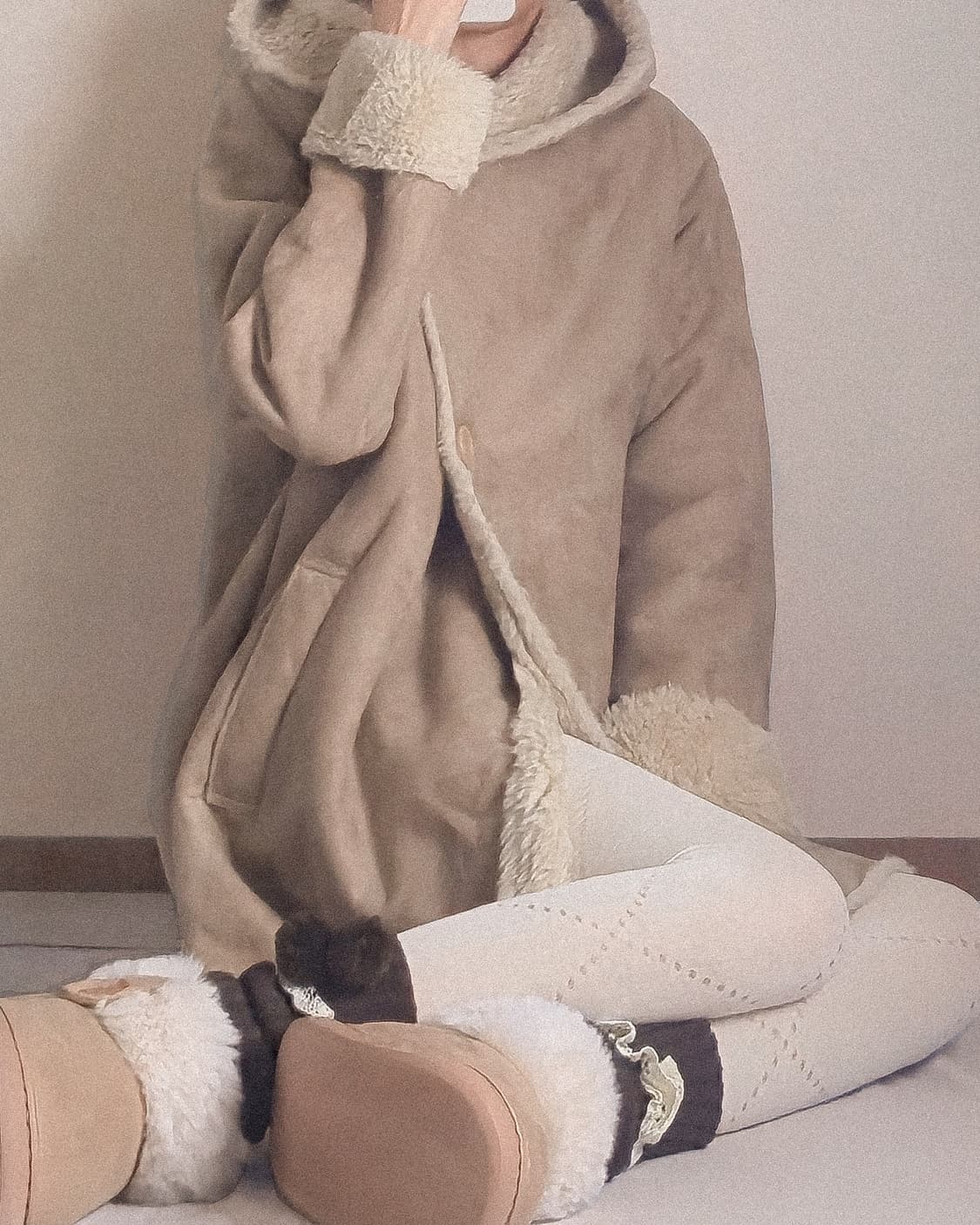 Heather 걸리시 롱 무스탕 퍼 코트 상품이미지1