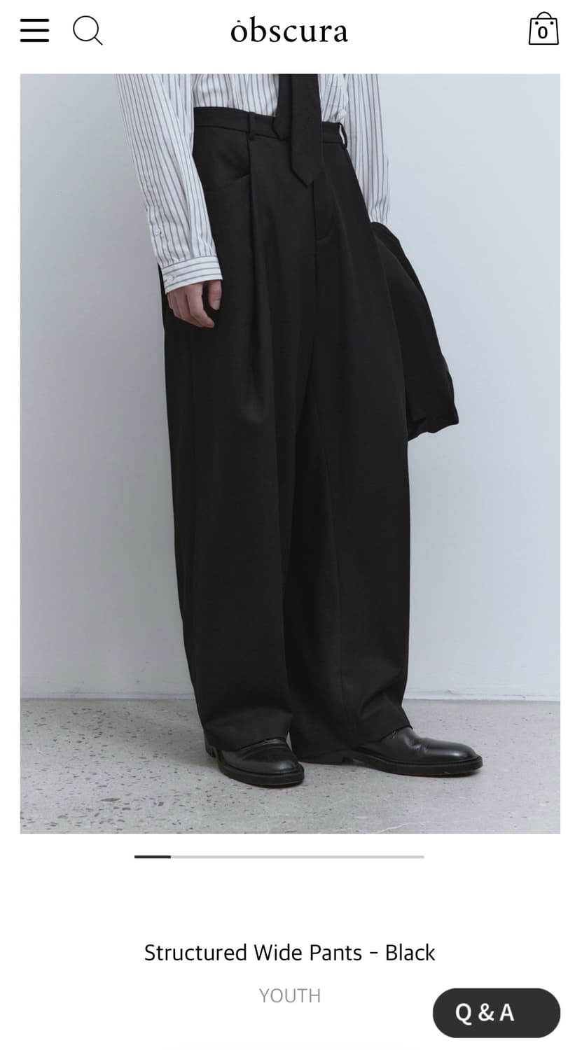 [새상품급] 유스 스트럭쳐 와이드 팬츠 슬랙스 블랙 L사이즈 판매 상품이미지1