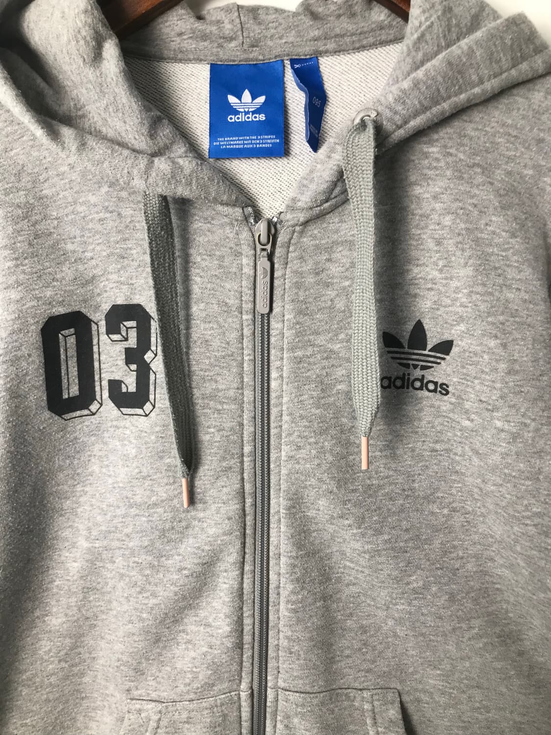 아디다스 자수로고 그레이 후드집업 상품이미지4