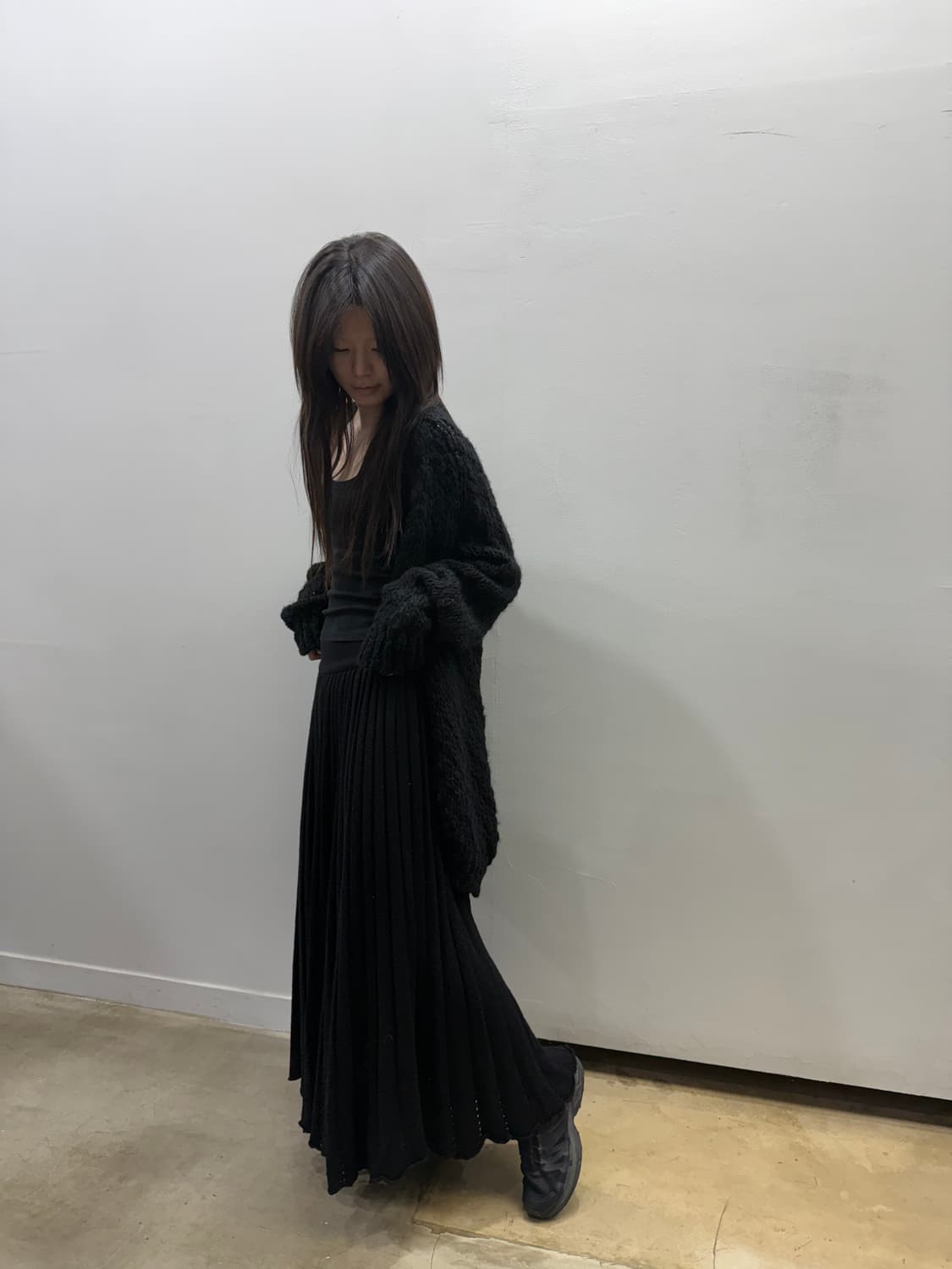 꼼데가르송 robe de chambre 울 플리츠 펀칭 롱 스커트 상품이미지6