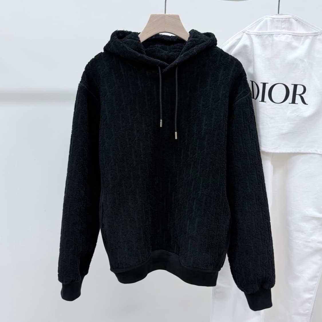 [S+급/3XL] 25SS 디올 오블리크 코튼 테리 후드티 블랙 상품이미지1