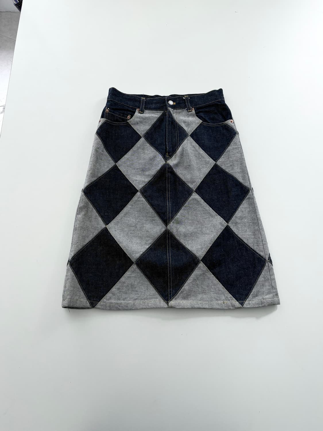 오존 커뮤니티 다이아몬드 패치워크 스커트 상품이미지1