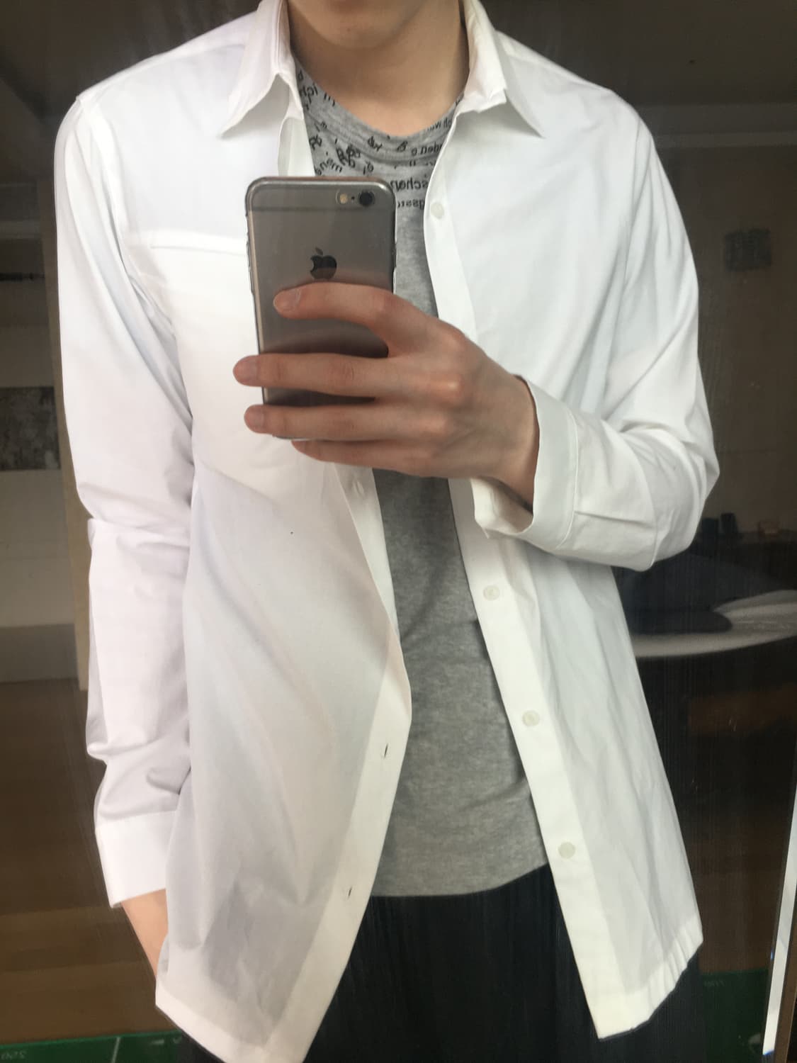 혜인서 화이트 핀 슬림셔츠 상품이미지5