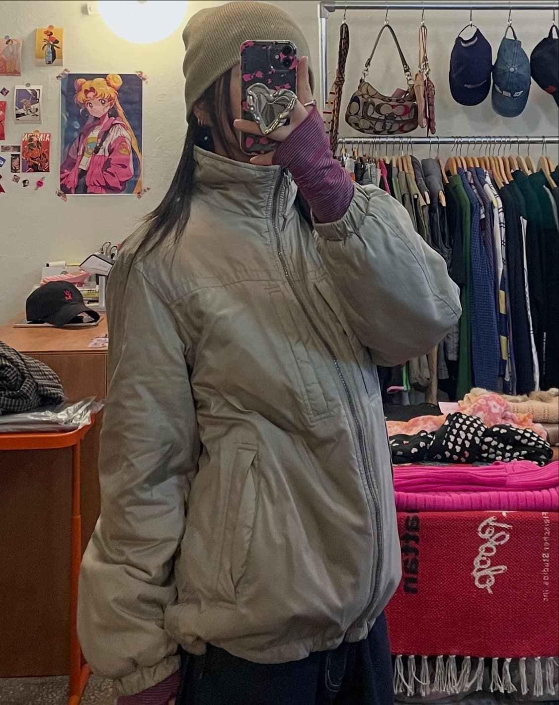 리버시블 그레이&브라운 점퍼 상품이미지1