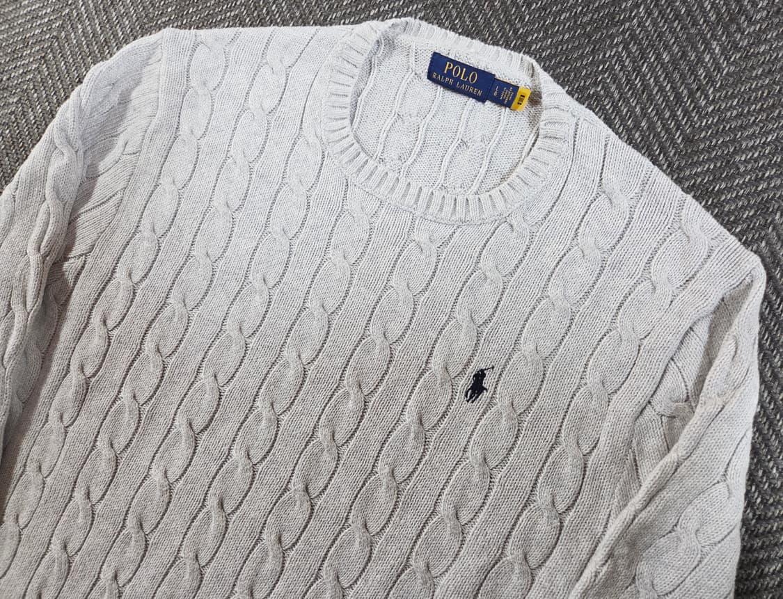 신형 QR 폴로 랄프로렌 라이트 그레이 케이블 니트 상품이미지3