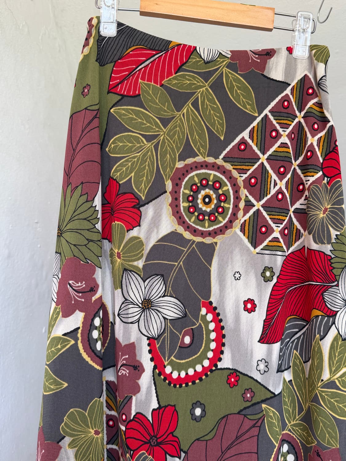 y2k 레드포인트 하와이안 미디 스커트 상품이미지2