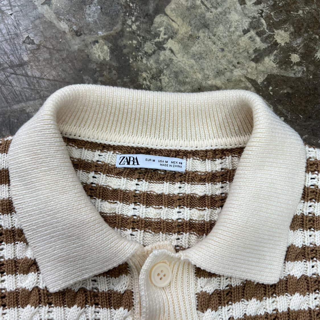 M) ZARA 자라 스트라이프 카라 니트 스웨터 상품이미지4