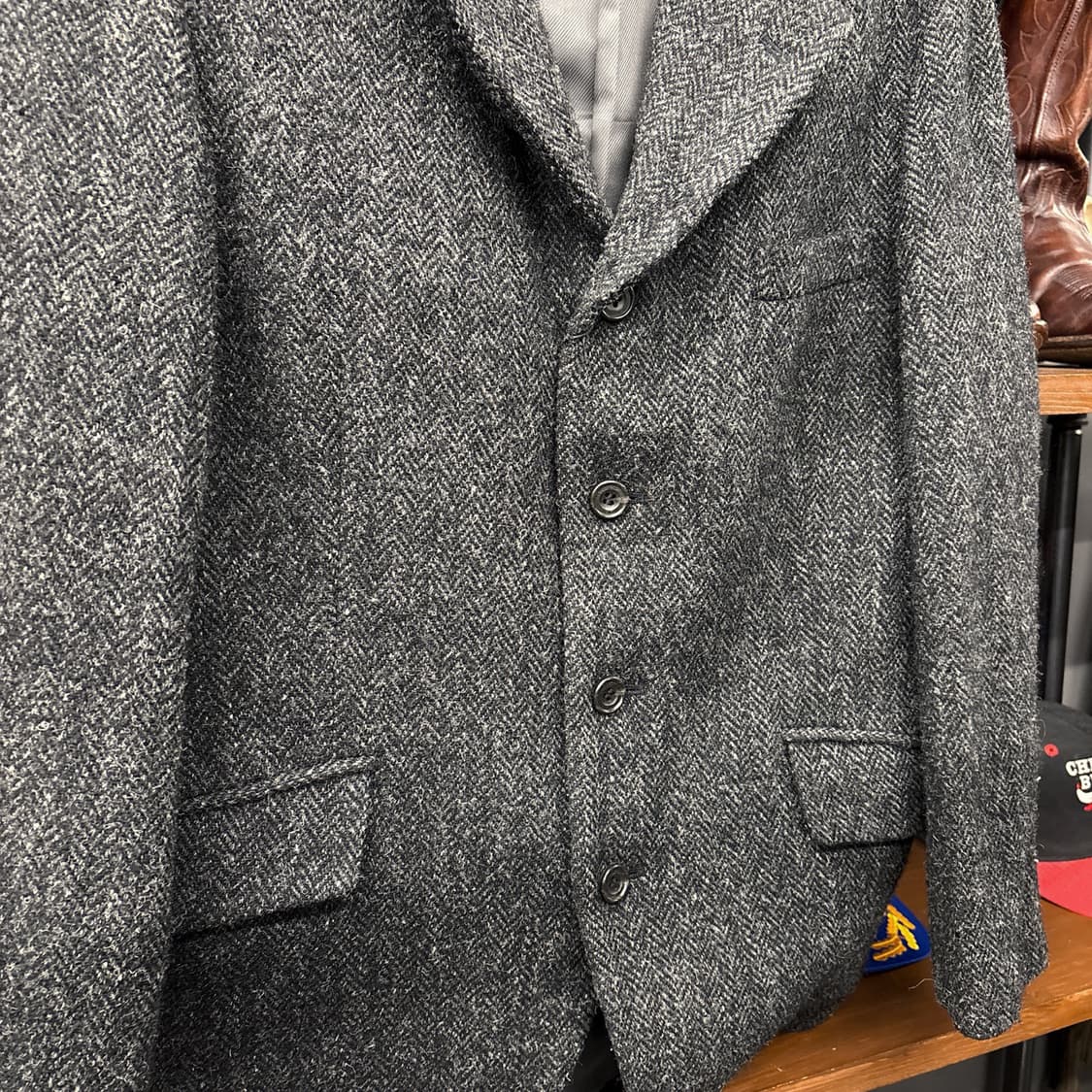 빈티지 해리스트위드 4버튼 헤링본 울 블레이저 상품이미지4