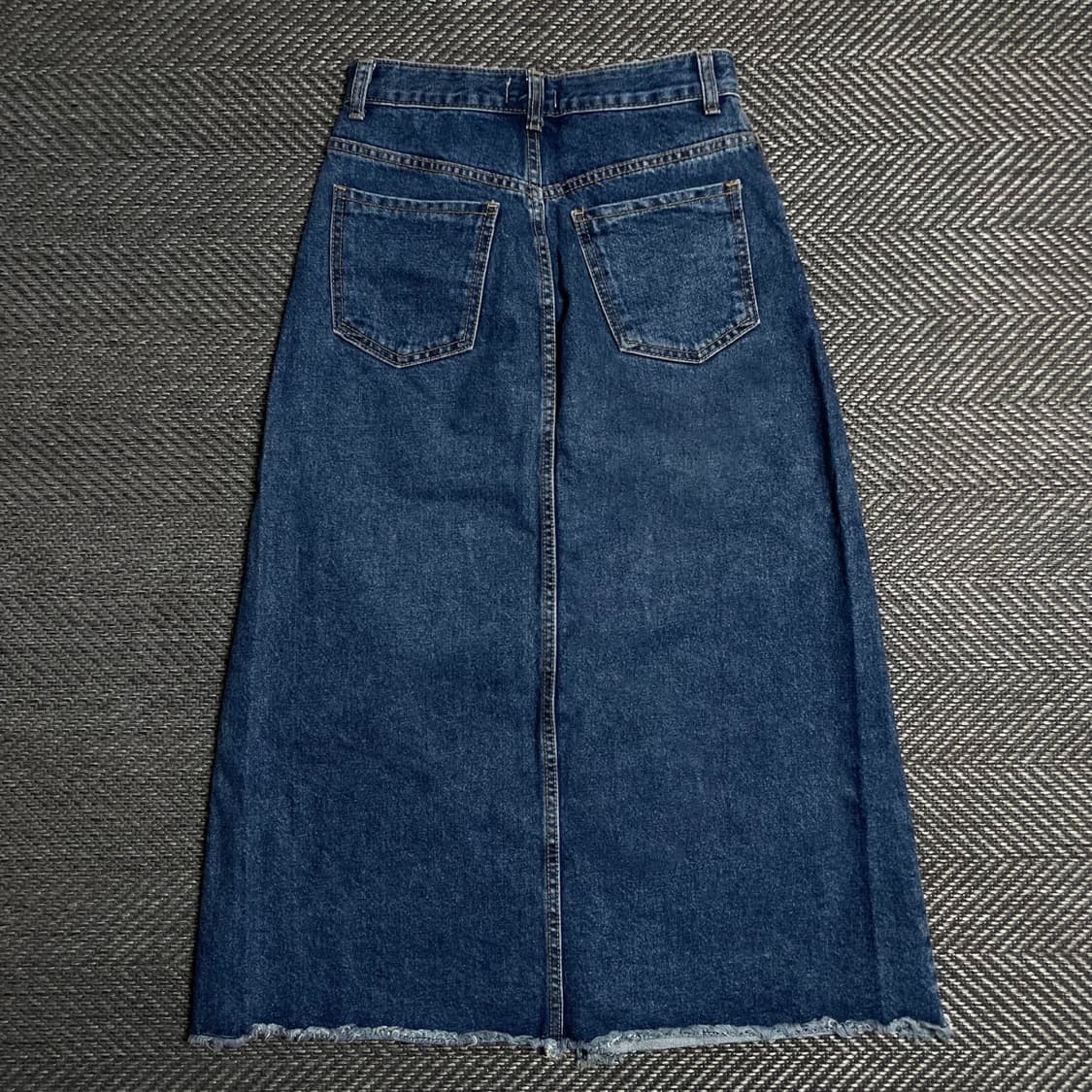 빈티지 버튼 디테일 워싱 데님 절개 미디 스커트o 5394 상품이미지2