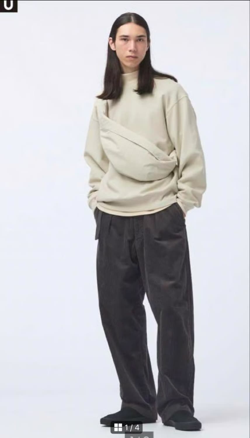 [M] 유니클로U / 24FW 코듀로이 턱 와이드팬츠 / 다크그레이 상품이미지1