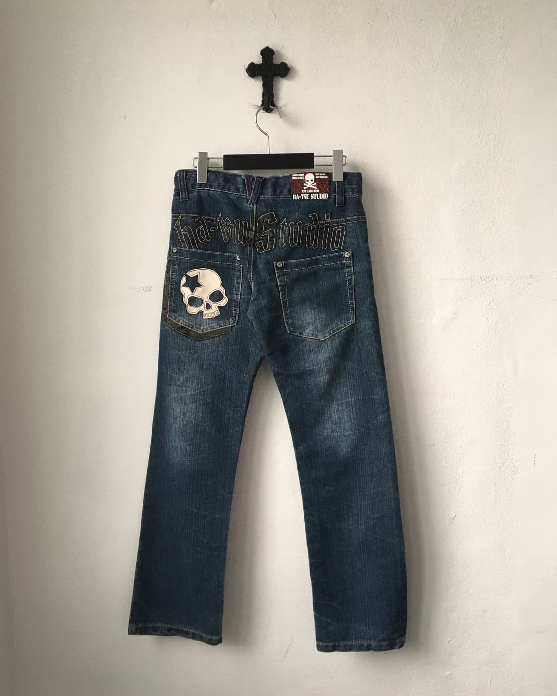 Batsu skull patch denim pants 상품이미지3