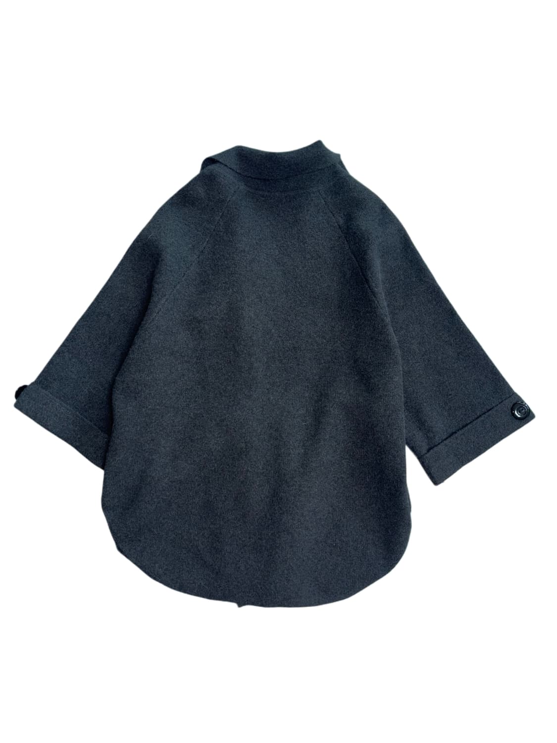 투 버튼 챠콜 울 케이프 코트 상품이미지2