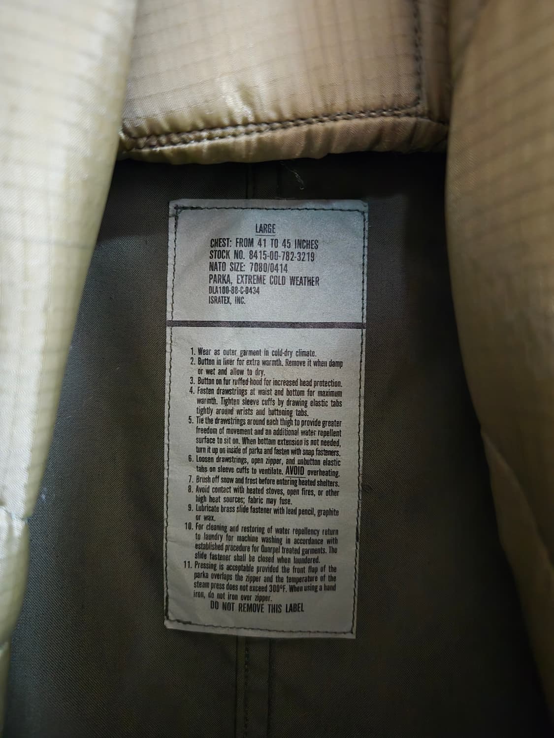 M65 피쉬테일 파카 오리지널 4세대 데드스탁 내외피 L 상품이미지4